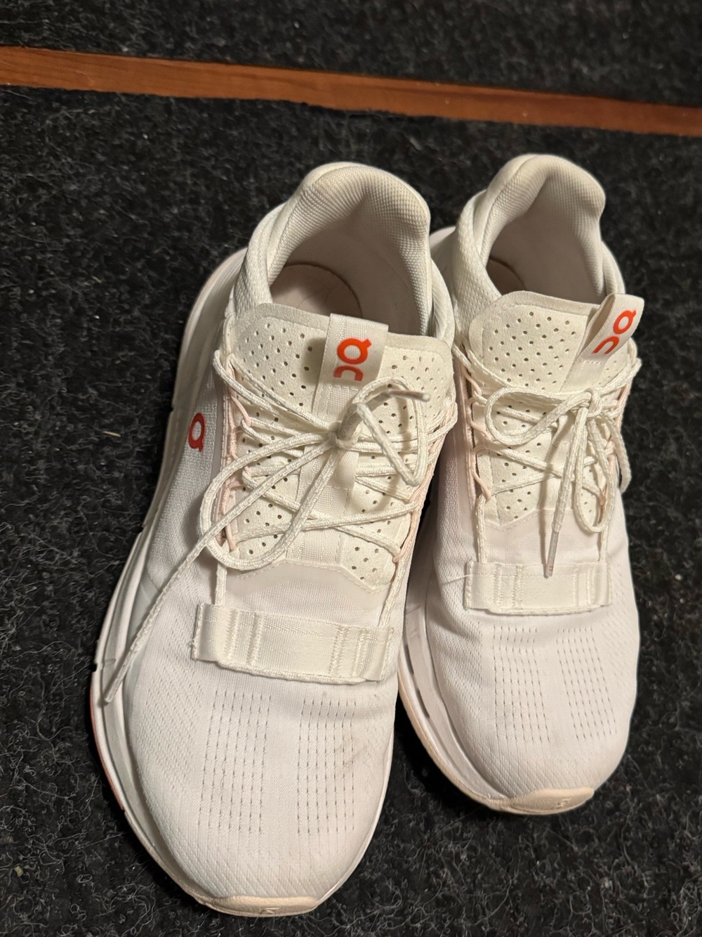 On Running Women Cloud Nova 2 Athletic Running Shoes in white and flame